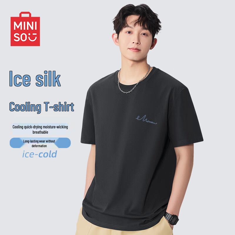 MINISO Men s Short Sleeve Ice Silk Cool-Touch T-Shirt M