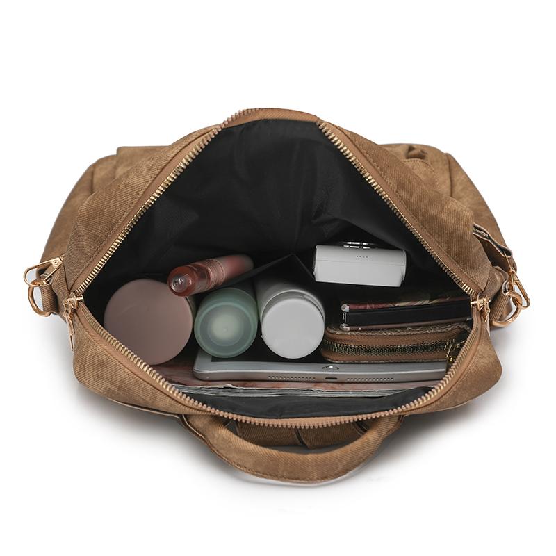 PU Backpack Multi Pocket Zipper Closure Casual Daypack for Women Daily Travel