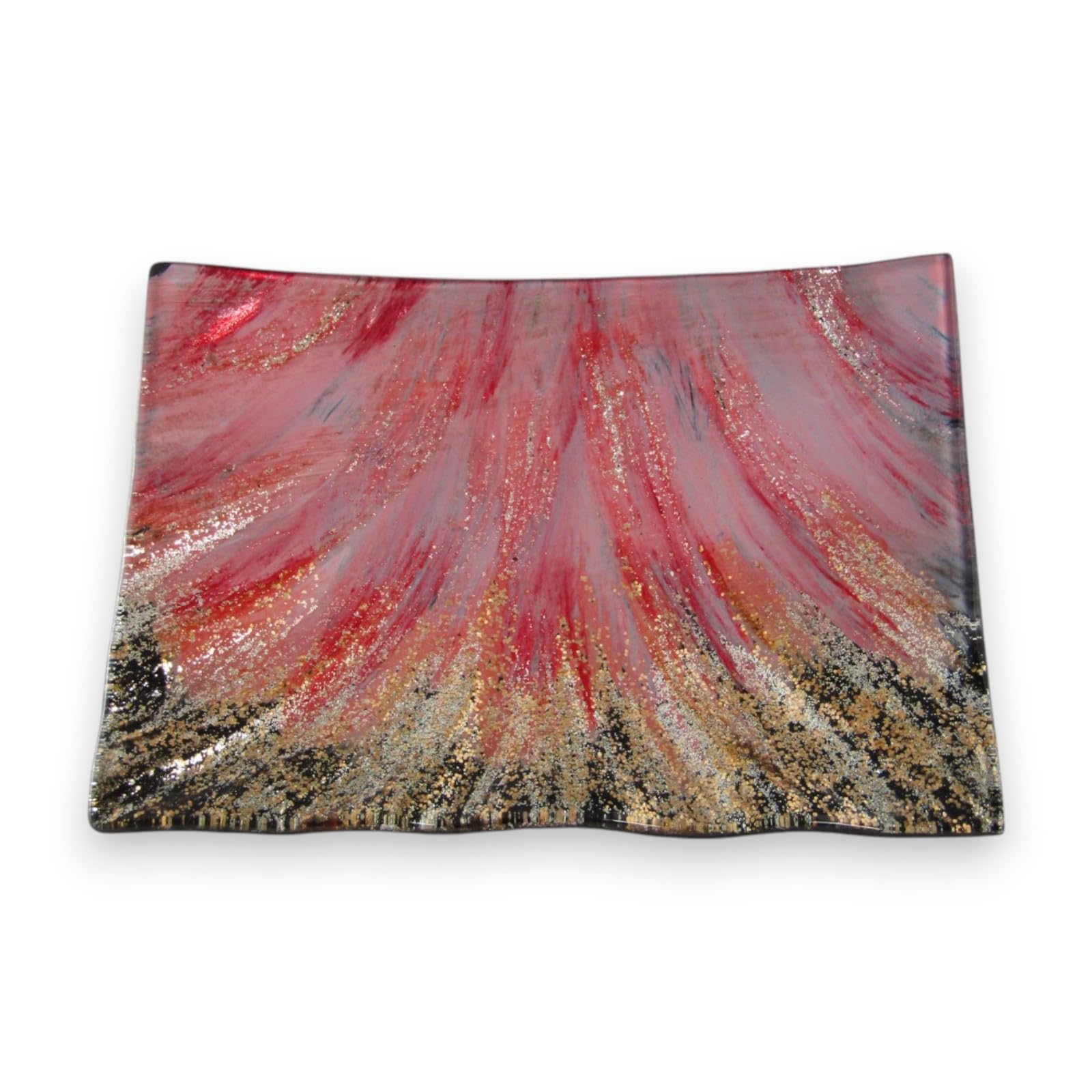 

Small Glass Rectangular Side Pink by Sairan J-Kitchens Plate, 15cm, Gold, розовый