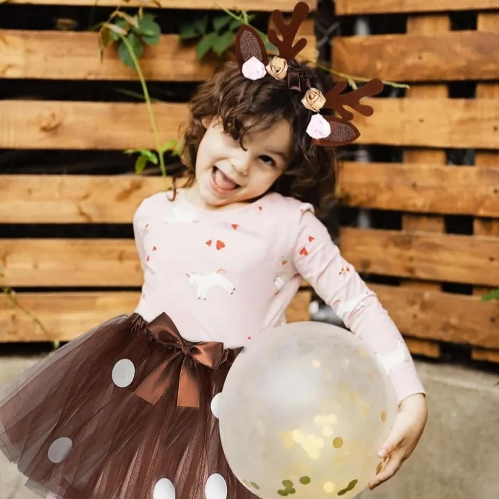 Bao Core Christmas Cosplay Costume Set for Includes Tulle Skirt and Reindeer Cute Princess Witch Stage Christmas Party Elementary Stage Ages Girls,