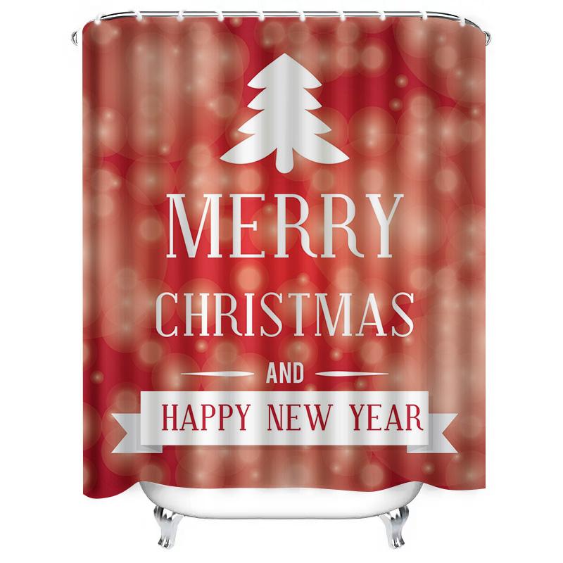 Tu Christmas Shower Curtain Merry Christmas Decor Festive Holiday Bathroom Decor Xmas Pattern Waterproof Home Decor Gift