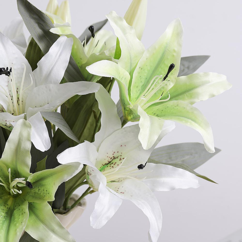 1Pcs Lily Artificial Flowers Bouquet 50CM Fake Flowers for Garden Party Wedding Marriage Decoration Home Decor DIY Vase Ornament