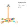 Birds Stand Perch Toy 360-degree Rotating Wooden Interactive Parrot Exercise Wheel Perch Toy Cage Accessory for Parakeets Budgies Lovebirds