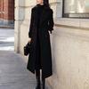 Winter Overcoat Solid Color Mid-calf Length Formal Long Sleeves Wear-resistant Keep Warm Business Double-breasted Coat Lady Coat for Prom