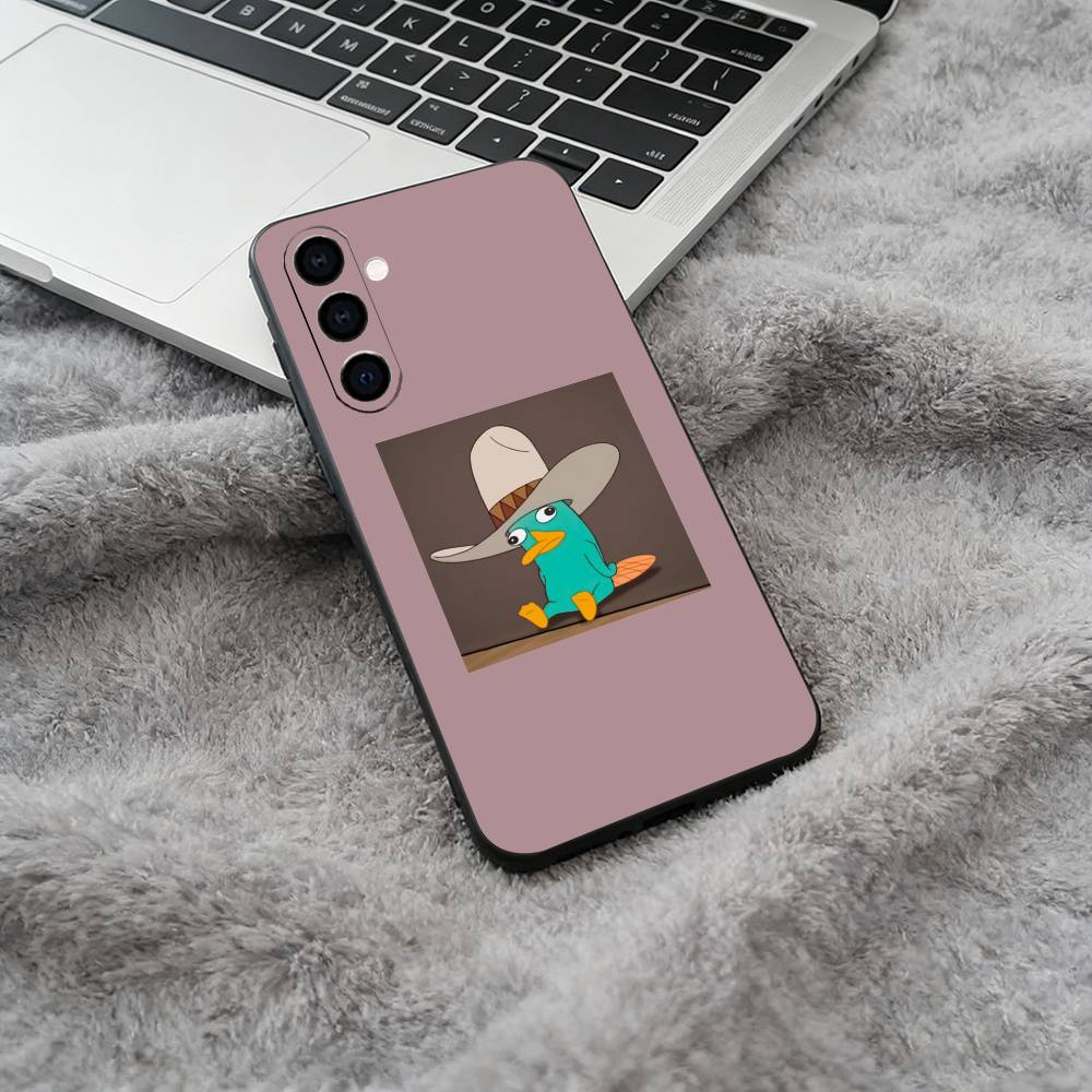 P-Perry Das P-Schnabeltier Schwarze Weiche Silikon Handyhülle für Samsung Galaxy A73, A71, A72, A70, A53, A52, A51