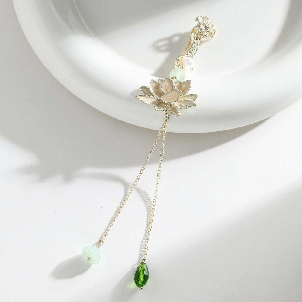 Zinc Zinc Alloy Women Hanfu Ornament Long Tassel Retro Lotus Brooch Chinese Style Brooch  Gift