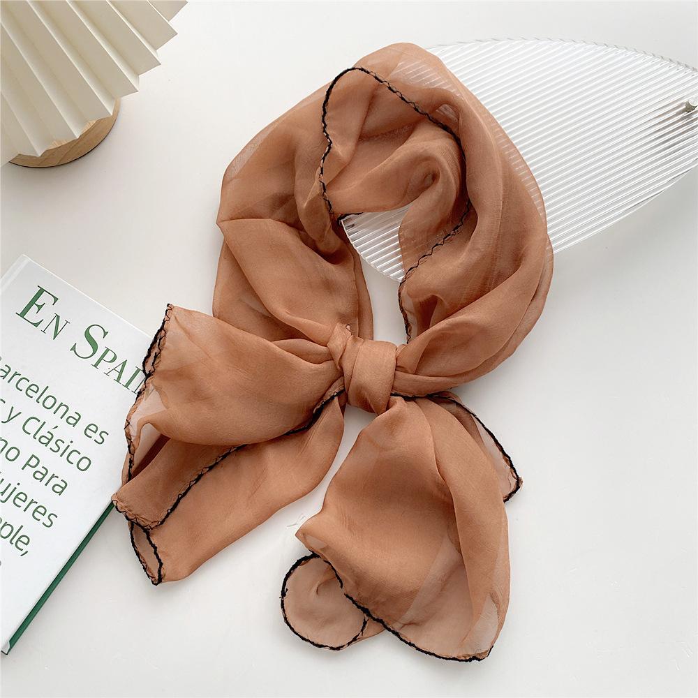 Solid Color Lace Neckerchief Long Scarfs Ribbon Wrist Basic Versatile Thin Head Scarf For Women Simple Headband Fashion Hairband