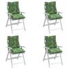 Low Back Chair Cushions 4 Pcs Leaf Pattern Oxford Fabric
