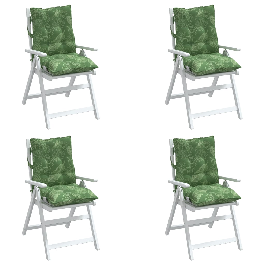 Low Back Chair Cushions 4 Pcs Leaf Pattern Oxford Fabric
