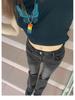 Women's Black & Grey High-Waisted Micro-Flare Jeans - Stretch, Slimming, Versatile Bell Bottom Pants for Autumn/Winter 2022