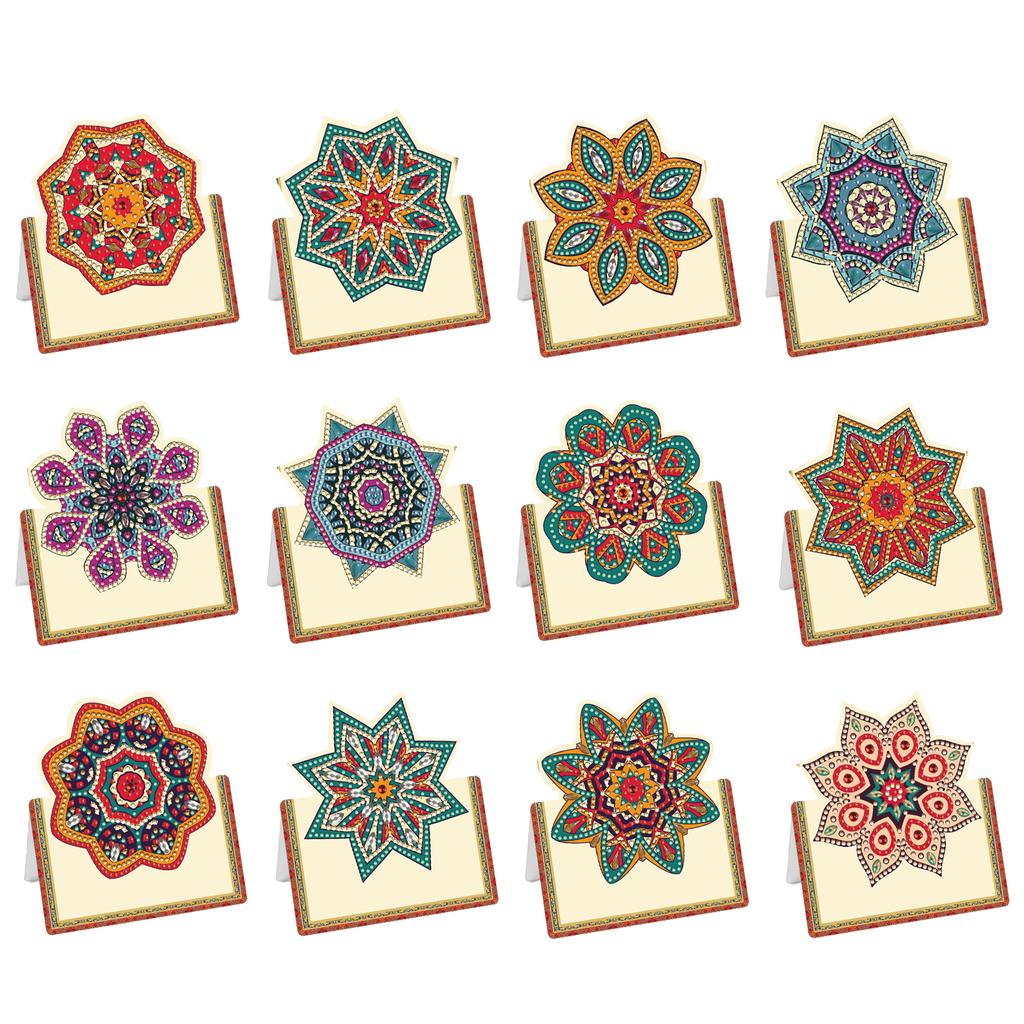 12pcs Flower Butterfly DIY Diamond Art Handmade Cards with Envelopes Diamond Painting Cards for Adult Beginner Holiday Blessing