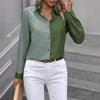 Camisa de Mujer Solapa Manga Larga Abotonadura Sencilla Tops Camisa Bloque de Color Corte Regular Casual Uso Diario