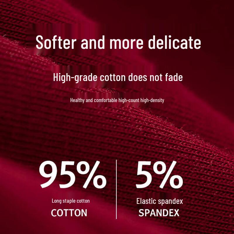 FitonTon Men's Lucky Red Cotton Boxer Briefs