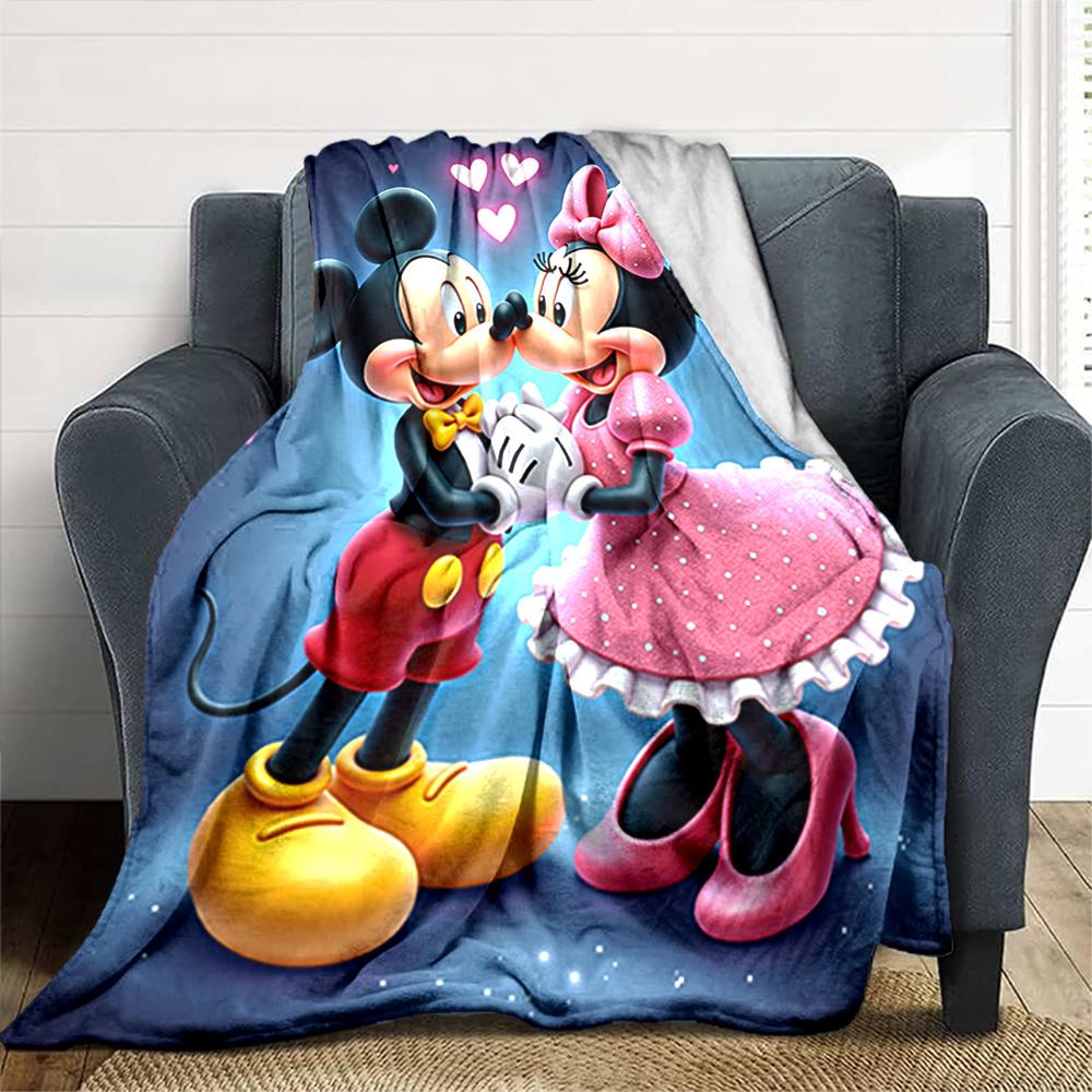 Mickey Minnie Romance Flannel Blanket Super Soft Warm Cozy Blanket For Sofa Bed Office Travel Allseason Home Decor Gift