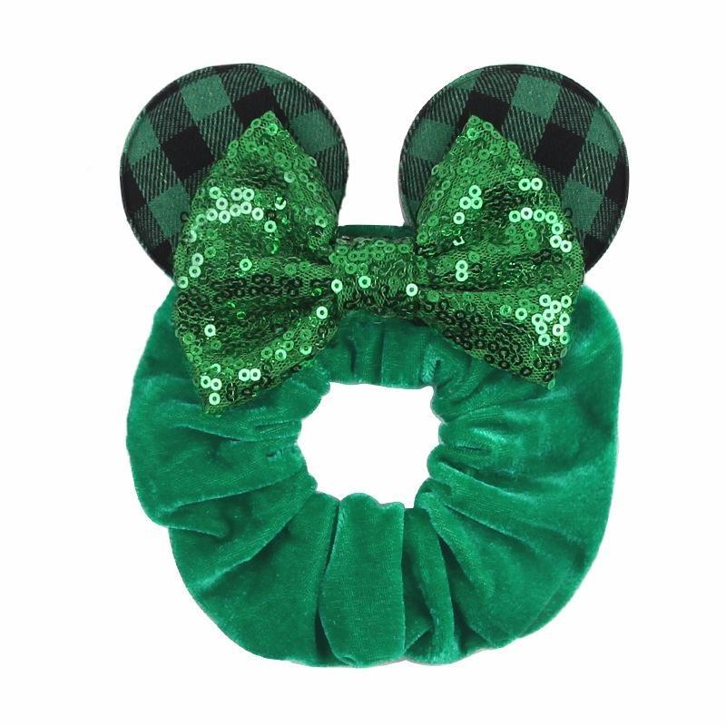 Vánoční Disney Roztomilé Uši Elastické Sametové Čelenky Pro Dívky Flitry 4" Mašle Čelenka Ženy Festivalový Výlet DIY Vlasové Doplňky