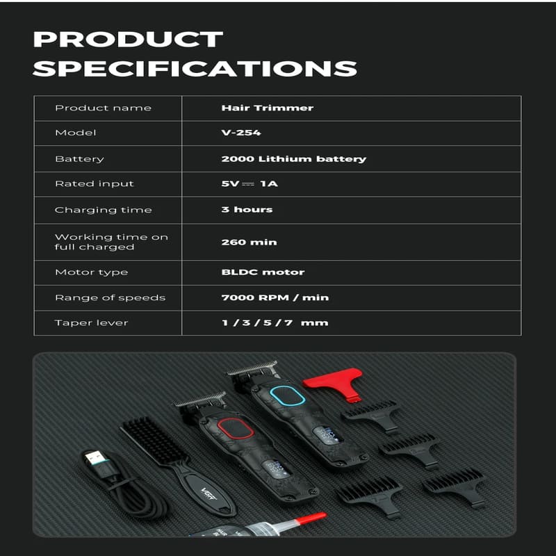 Hair Salon Electric Hair Clipper New High-quality LCD Digital Display Metal Body Dedicated Men's Oil Hair Clipper Brushless Motor Long Life