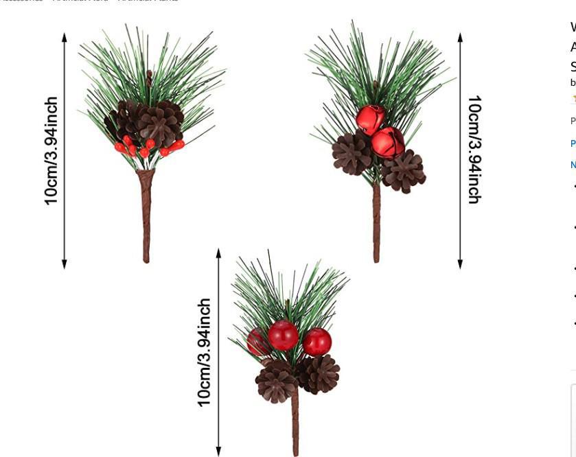 Mini Pine Needle Christmas Tree with Pine Cones and Simulated Flower Vine Accessories