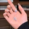 Rotatable fireworks s925 sterling silver jewelry set, light luxury, natural crystal necklace ring, two-piece jewelry gift.