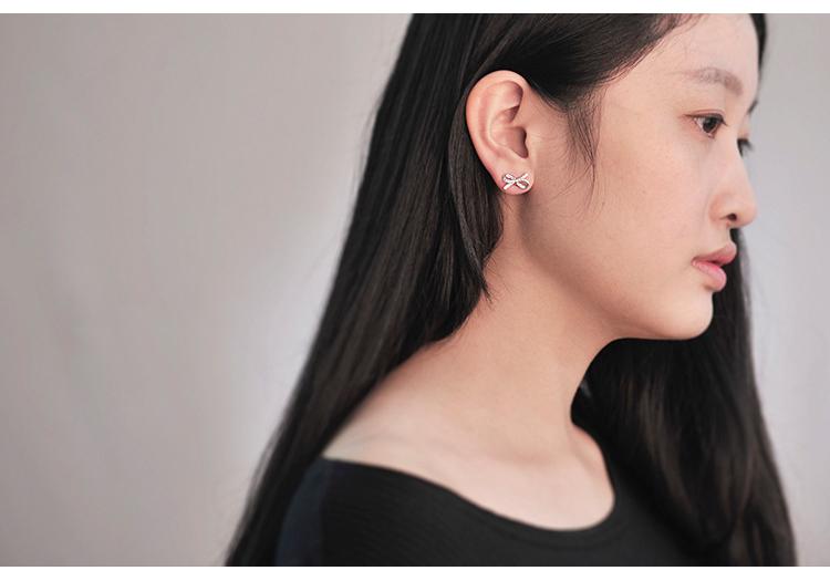 New Hot Fashion 925 Sterling Silver Crystal Bowknot Earrings for Women Girls Gift Fashion Statement Jewelry  Korean Earrings
