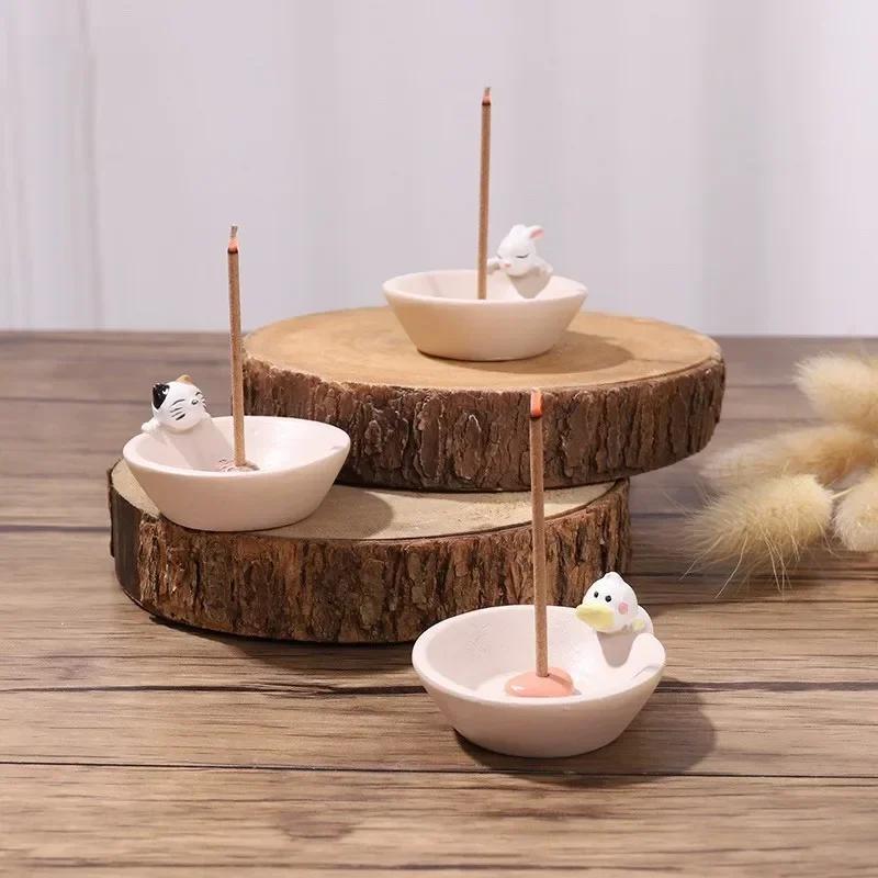 Cartoon Animal Incense Holder Plate Zen Indoor Home Decoration Resin Crafts Ornaments Creative Joss Stick Incense Container