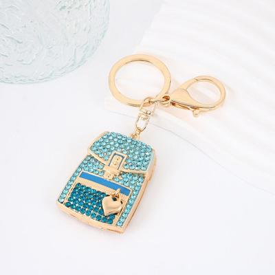 Rhinestone Bag Shaped Keychain Color Mixing Zipper Design Car Key Pendant Sparkle Fully-jewelled Bag Accessories Pendant