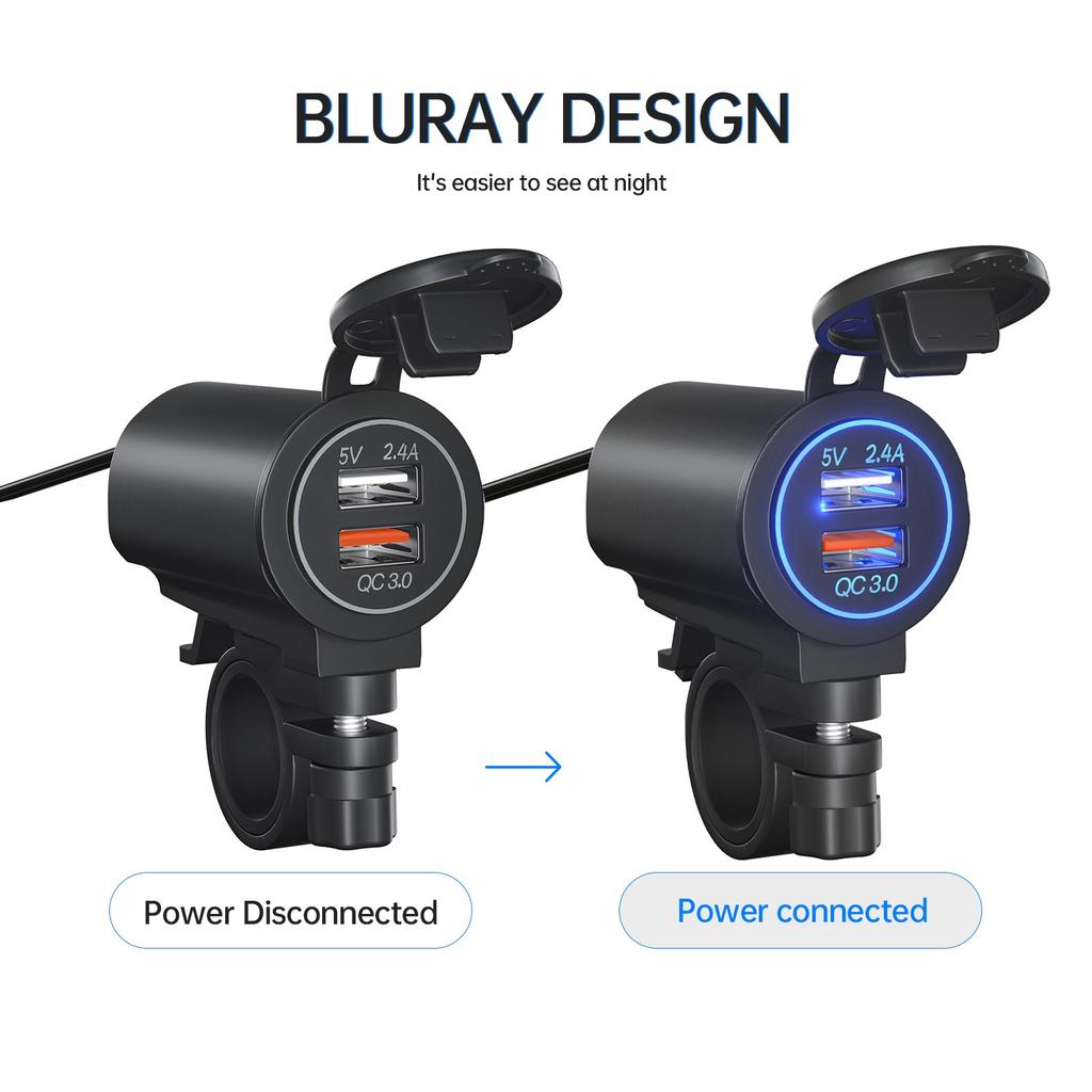 Auto Car Charger Quick USB Port Cigarette-Lighter Laptop Charger Portable Adapter with Switch Power Port Outlet Converter Combo-car Charger