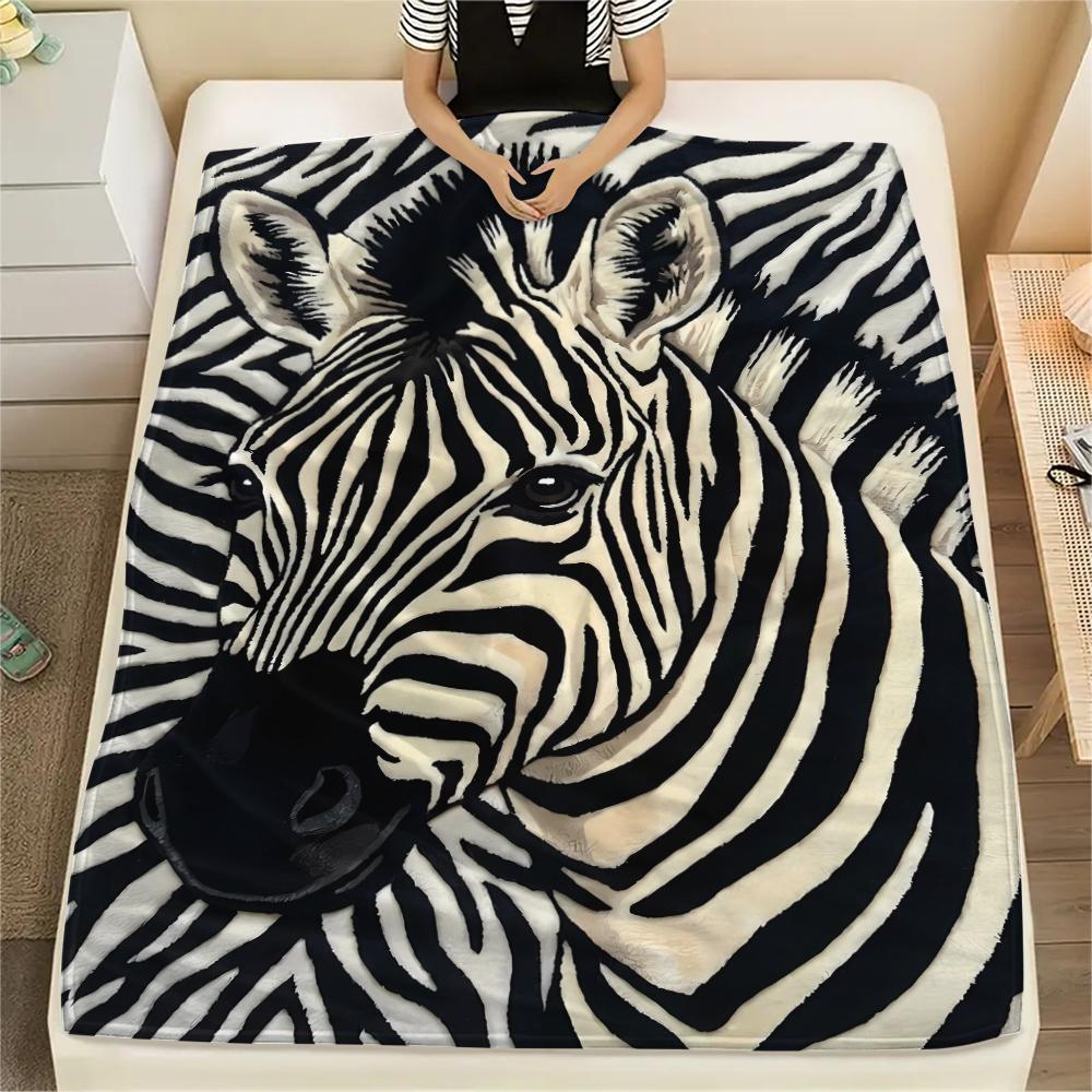 Felt rabbit kitten fox zebra Print Flannel Blanket,High quality Comfortable for All Seasons,Home Decor,Warmth and Comfort,Perfect for Christmas Gifts