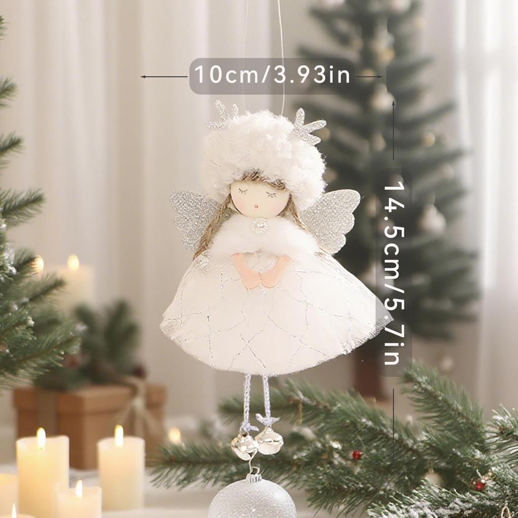 Vánoční ozdoba parohu soba s jehněčí vlnou a krajkovými andělskými křídly