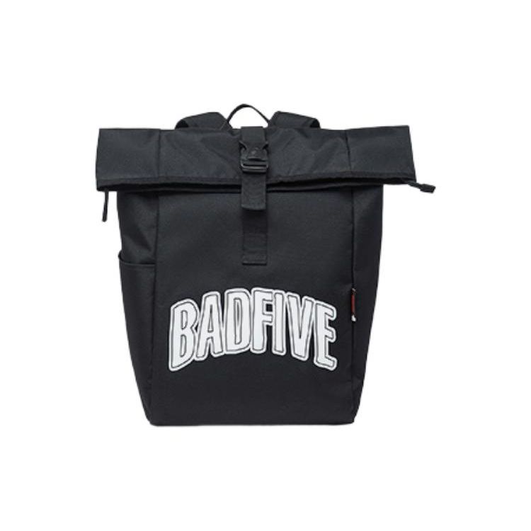Li Ning Badfive Basketball Series 2023 New Logo Print Polyester Backpack Unisex Backpack Black ABST239-1 Black