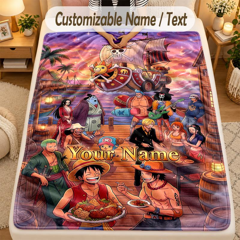 Flannel BlanketOne Piece Custom Name Text Personalized Soft Warm Throw Blanket Home Decor Gift