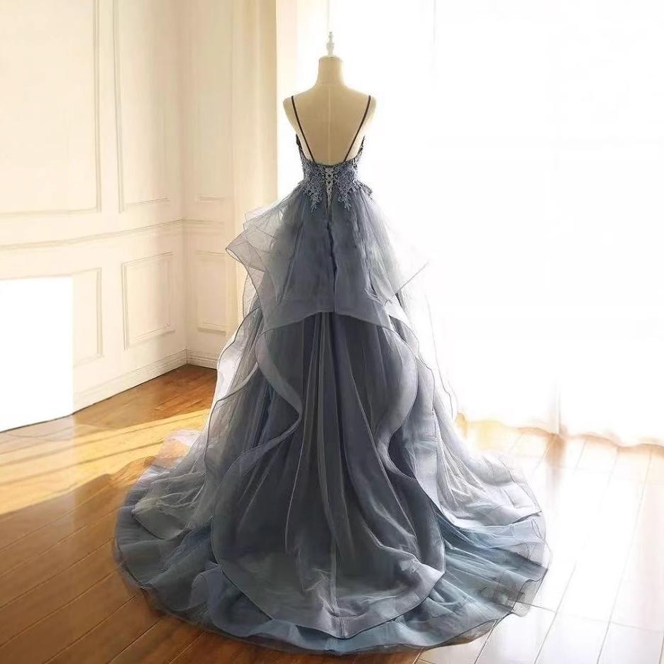 Bel Canto Solo Performance Suit Student Art Test Dress Mori Host Evening Dress High-end Light Luxury Niche Blue