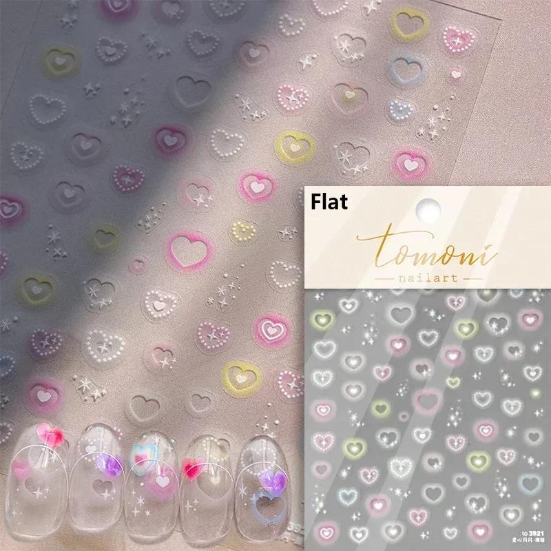 5D Love White English Letter Silver Jelly Nail Art Sticker Line Geometric Pattern Shape Romantic Delicate Manicure Decals