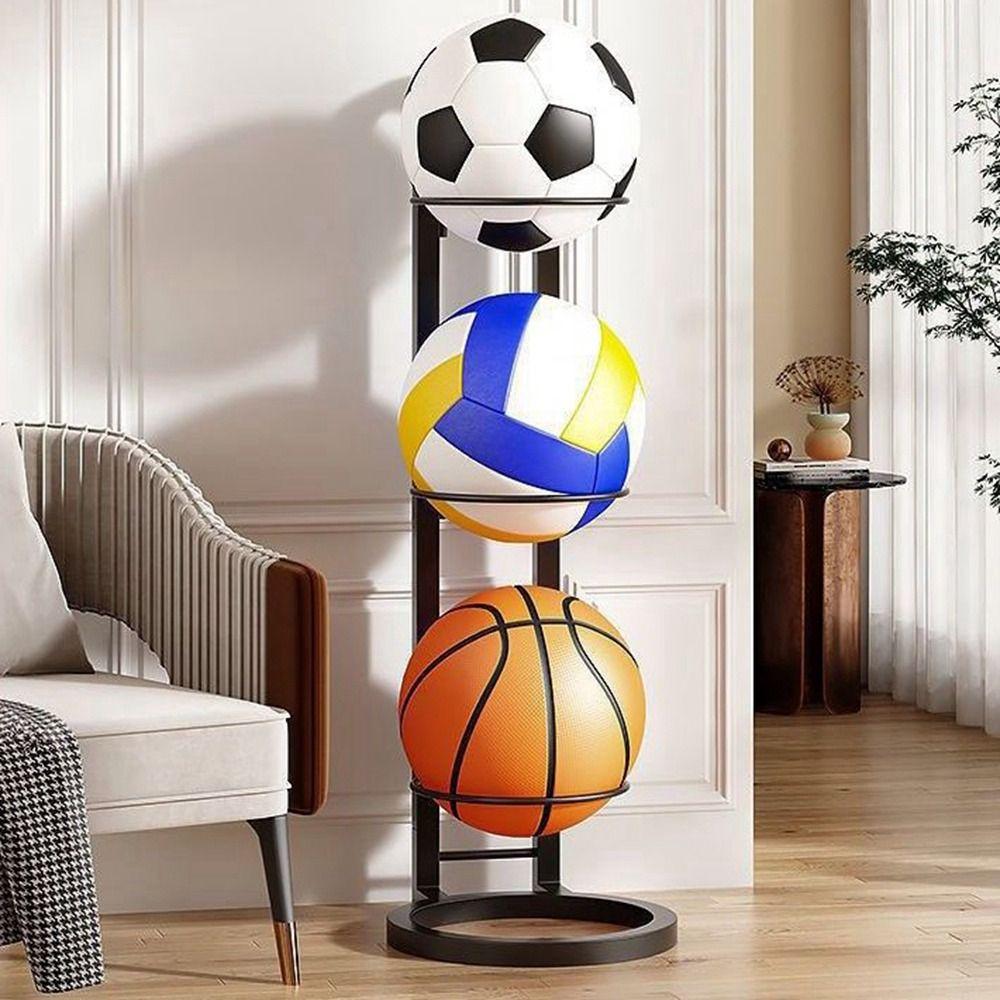 White Ball Storage Basket Carbon Steel Football Display Rack  Indoor