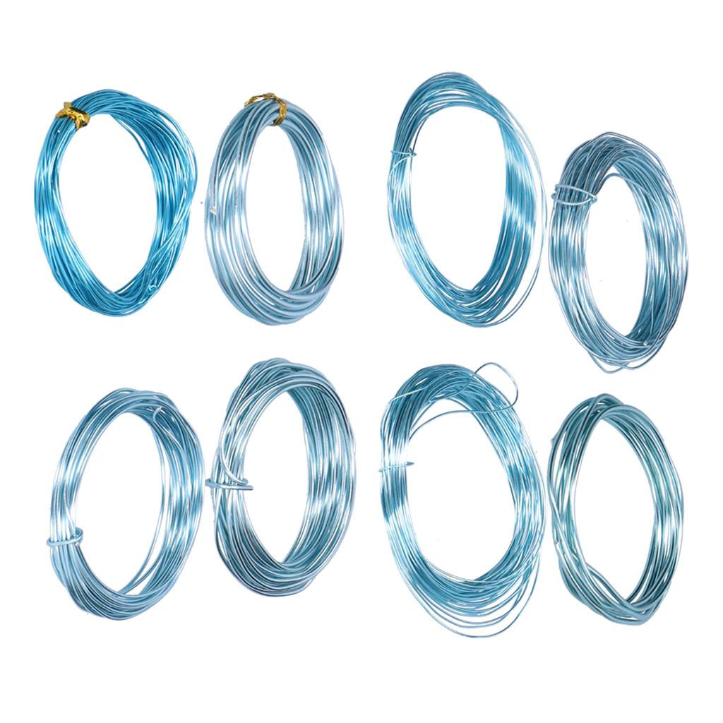 8 Rolls 0.6 3mm Aluminum Craft Wire Jewelry Beading Wire Craft Making Supplies Light Blue
