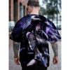 Men's 3D Unicorn & Glowing Stars T-Shirt - Full-Body Black & Golden Print, S