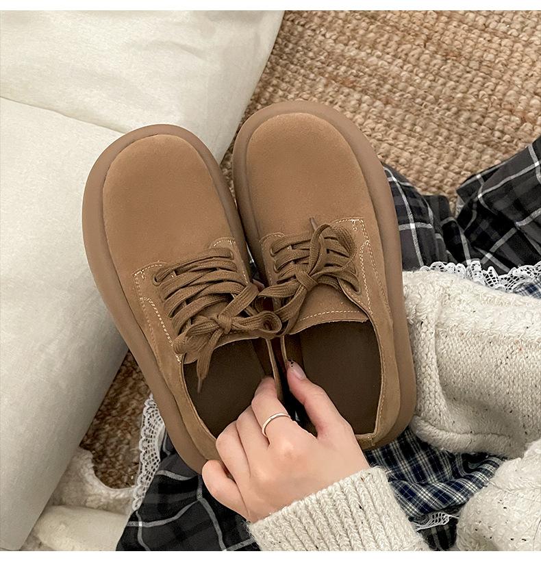 Fashion commuting retro heightening thick baseplate shoes women's 2025 new autumn and winter casual versatile round head bread shoes