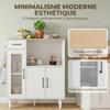 Kitchen Sideboard, Drawer, 3 Doors, Fluted Acrylic, Open Shelf, White and Oak