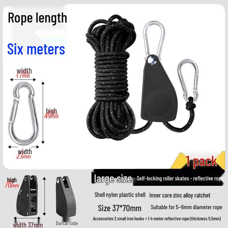 Adjustable Reflective Windproof Camping Tent Rope Pulley System