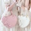 Sacs à main Lolita Cœur en PU Filles Nœuds Décoration Sacs à bandoulière japonais Deux tailles Portefeuilles Coquille Kawaii Sac bandoulière Rose Mignon Cadeaux