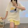 Summer Casual Loose Thin Women's Pajamas Set O-Neck T Shirt & Shorts Sleepwear 2 Pieces Sets Pajama for Girl Youth Homewear