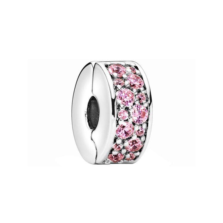 Pandora Pink Sparkling Elegant Fixed Clip Charm Women Accessories 791817PCZ Box