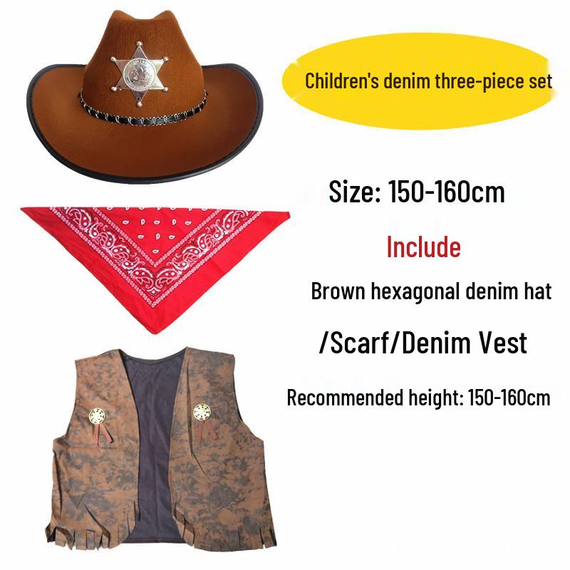 Western Cowboy Halloween Costume Set for Adults & Children - Perfect for Parent-Child Performances
