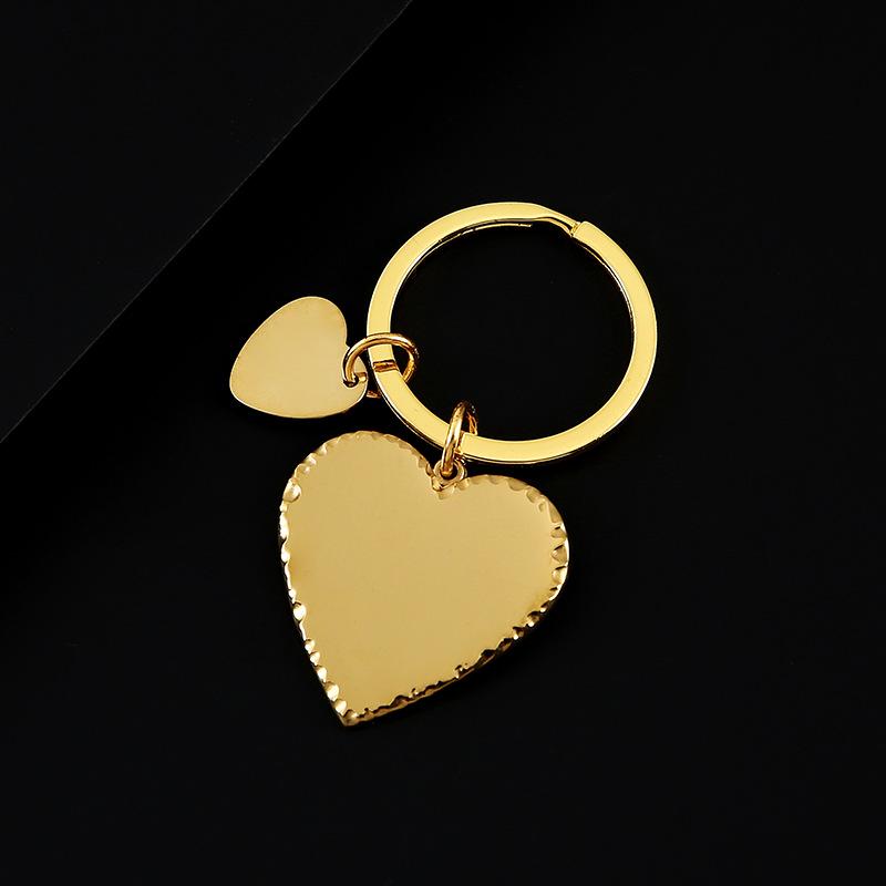 Stainless Steel Heart-Shaped Keychain with Laser Engraving and UV Color Printing