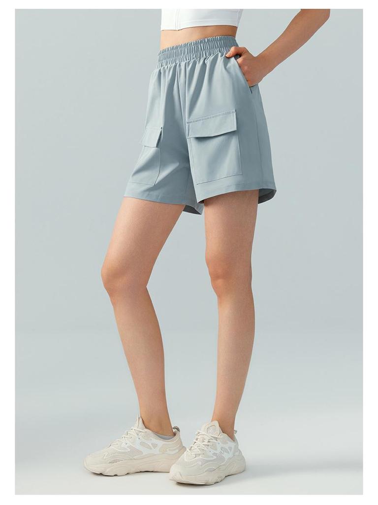 Women's High-Waist Loose-Fit Sports Shorts: European & American Style, Elastic, Wide-Leg, Hip-Lifting, 4-Inch