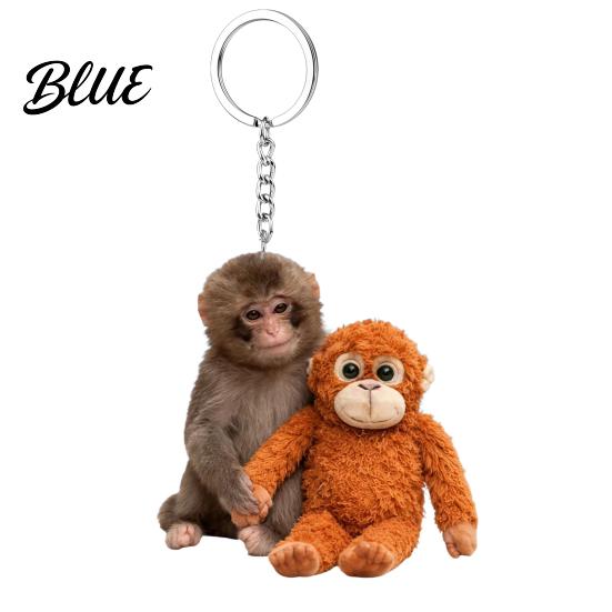 Handmade Monkey Keyring Keychain 2D Acrylic Cute Holding Plush Toy Accessory Hanging Pendant for Backpack Purse Car Keys Aceessory Everyday Use