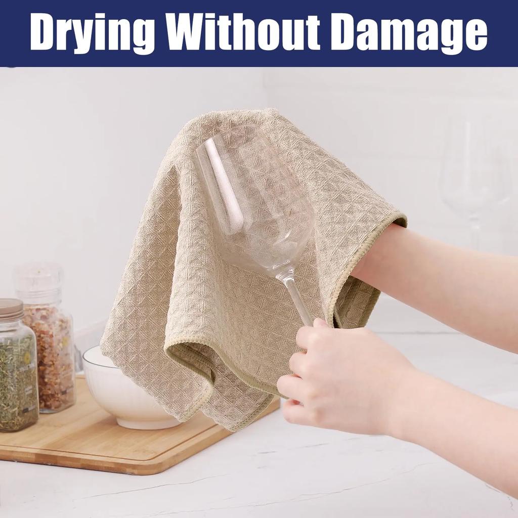 1/5pcs Kitchen Lock Edge Woven Towel High-quality Ultra-fine Fiber Waffle Cloth Reusable Super Absorbent Dishwasher Towel