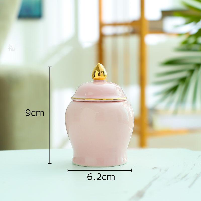 Gold Plated Tea Canister Sealed Ceramic General Jar Storage Jar with Lid Porcelain Desk Decoration Tea Cans Candy Pots Tea Caddy