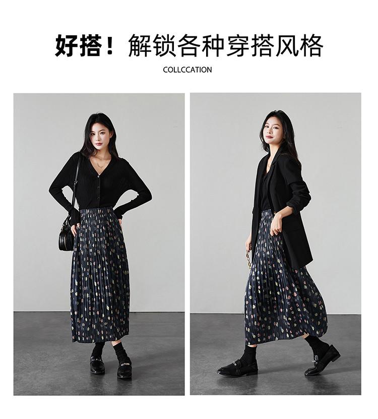 High waisted polka dot printed pleated skirt 2026 spring fashion loose and versatile mid length skirt