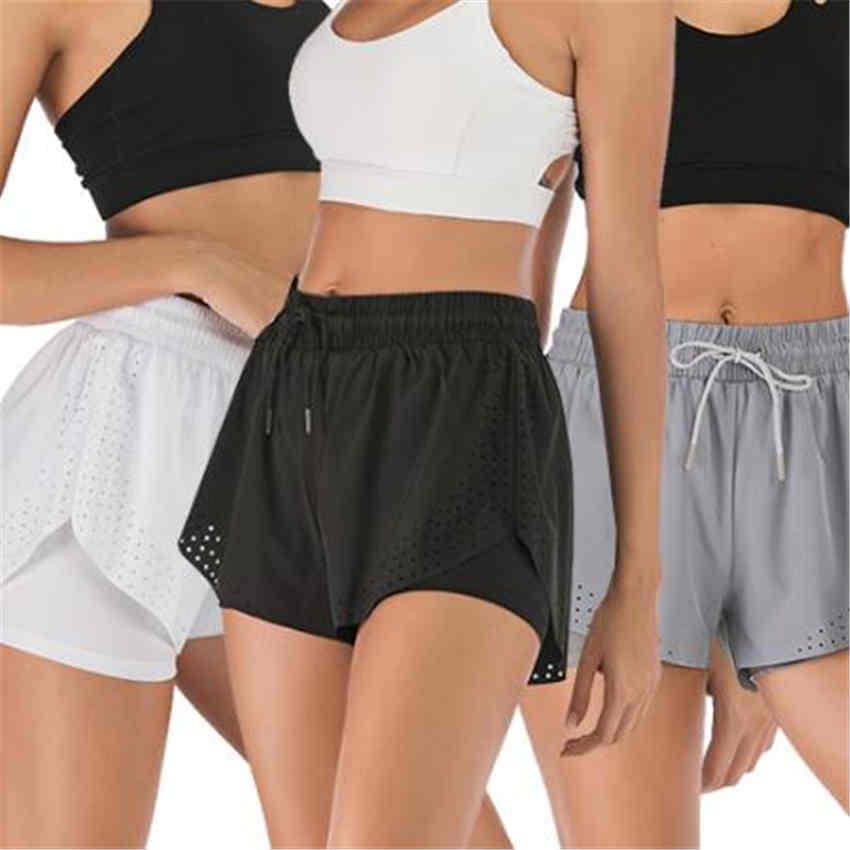 Women Summer Running Shorts Elastic Waist with Waist Rope Quick Dry Sports Fitness Workout Shorts