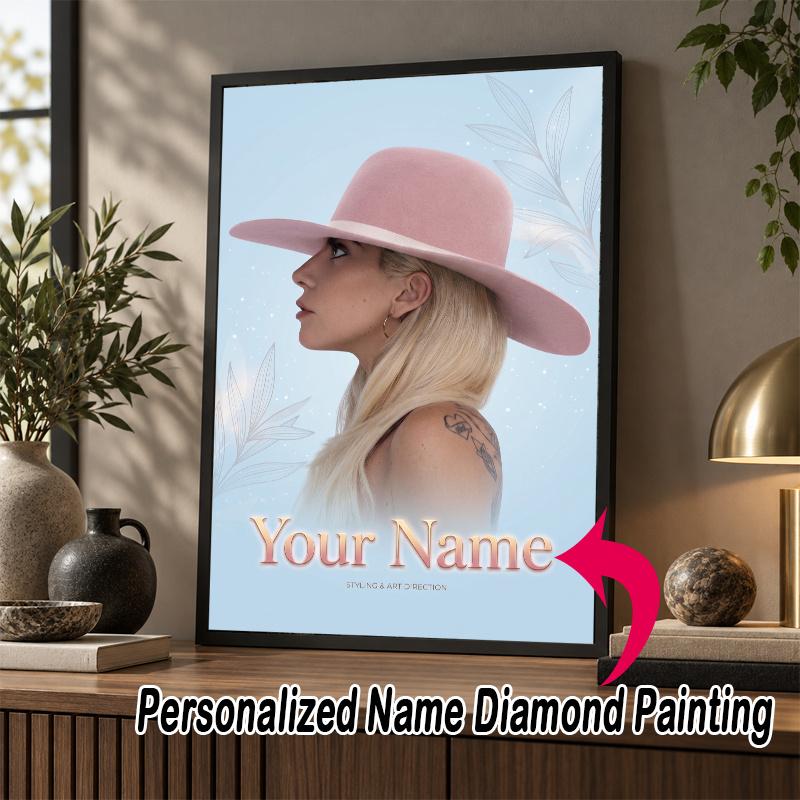 Custom Name Lady Gaga 5D Diamond Painting Personalized Full Drill Diamond Art Kit Gift